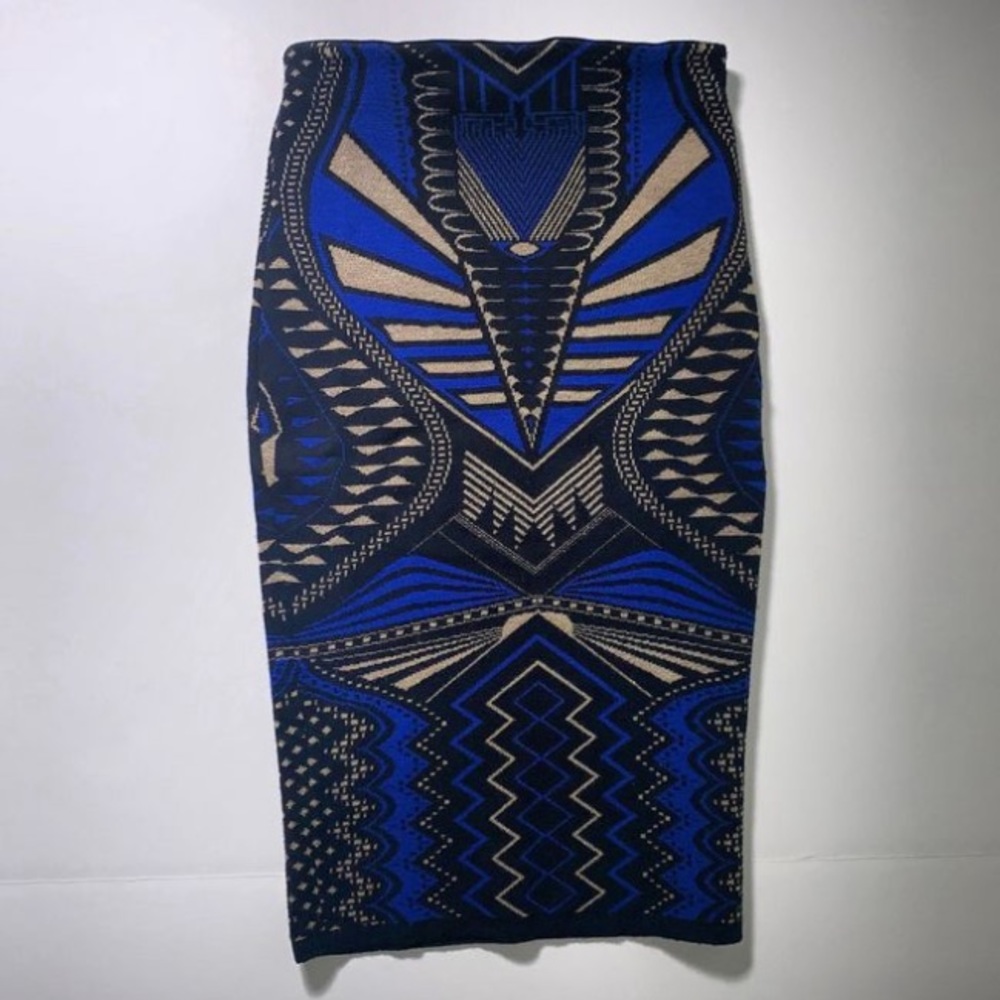 Blue and gold Aztec skirt